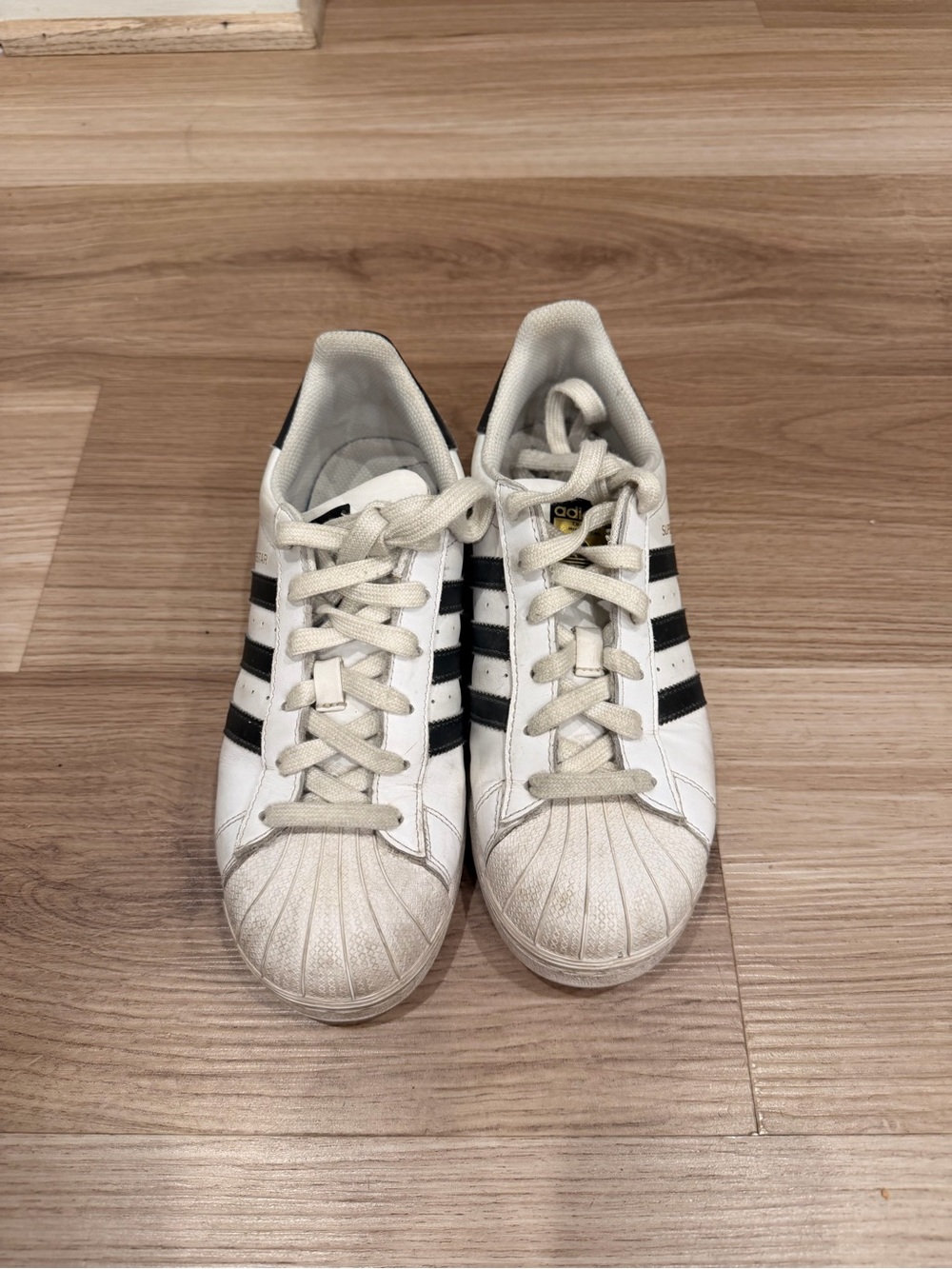 adidas Kids White and Black Classic Shell-Toe Sneakers